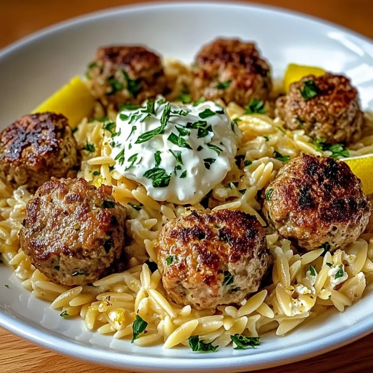 Boulettes Grecques & Orzo Citronné avec Crème de Feta