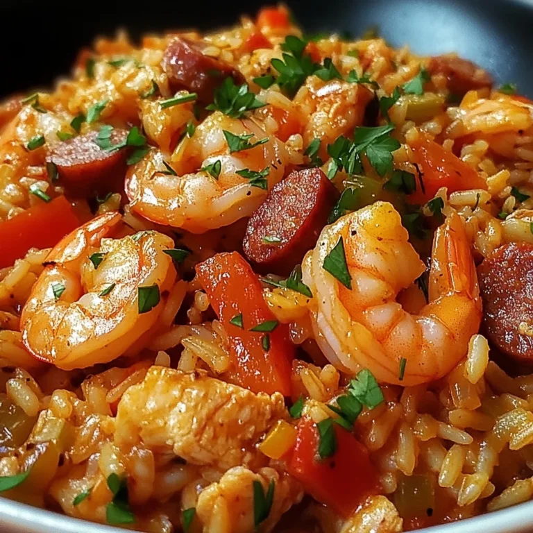 Jambalaya créole au poulet, crevettes et saucisses