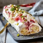 Pavlova roulée rhubarbe mascarpone
