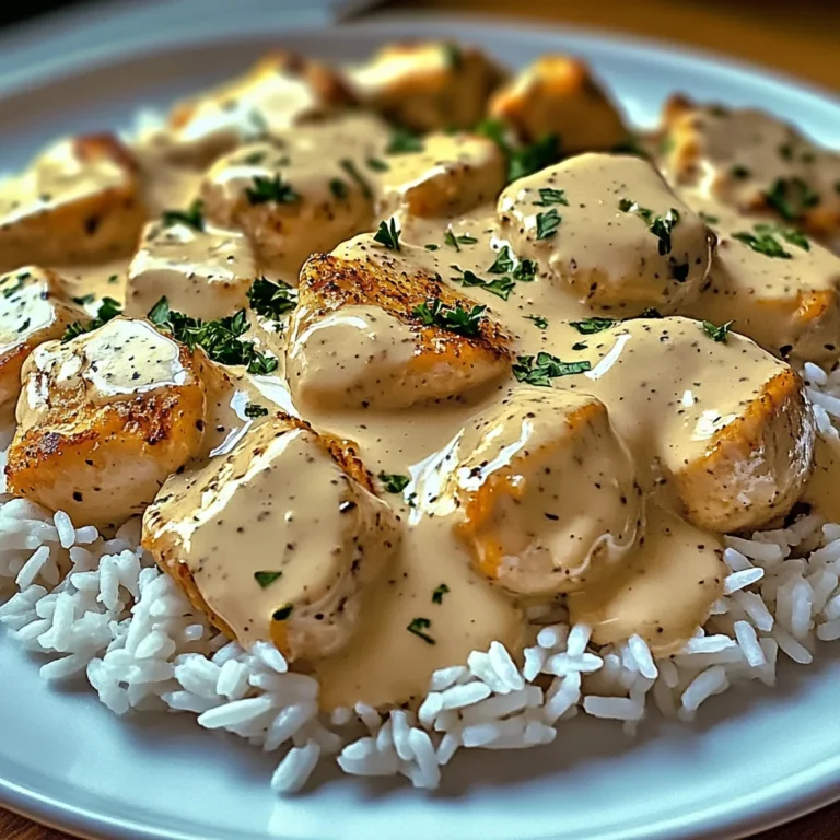 Poulet crémeux et riz en sauce