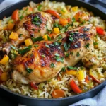 Riz au four poulet légumes