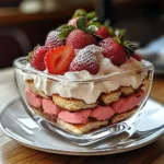 Tiramisu à la fraise avec biscuits roses de Reims