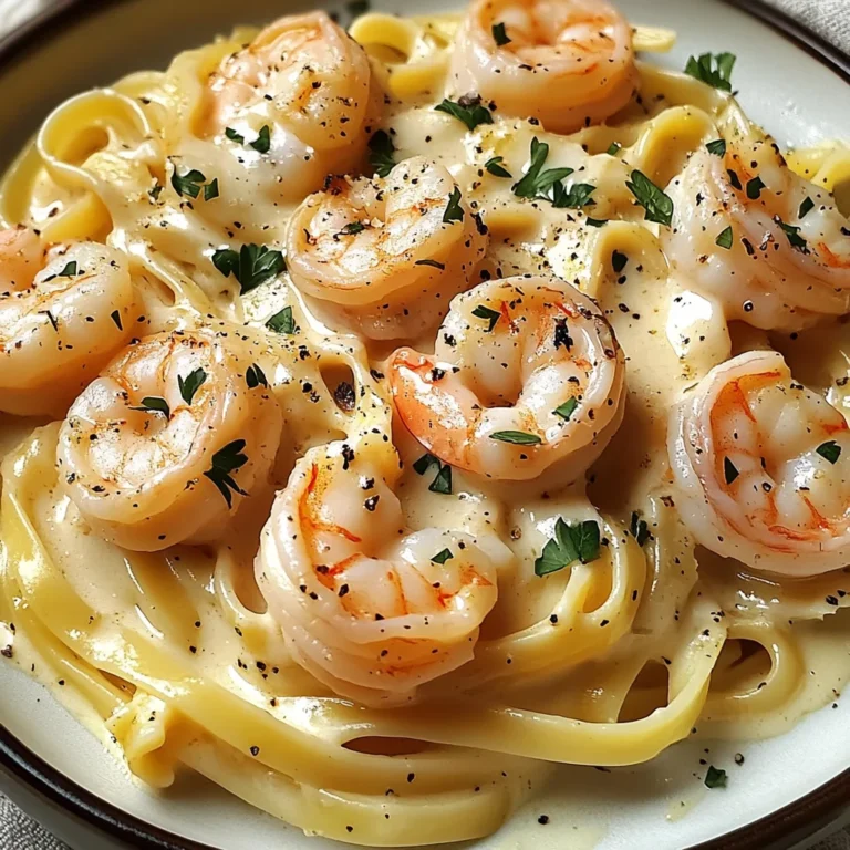 Pâtes crémeuses ail crevettes
